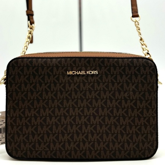 Michael Kors Large Jet Set Item EW Crossbody Bag Brown - Picture 1 of 9